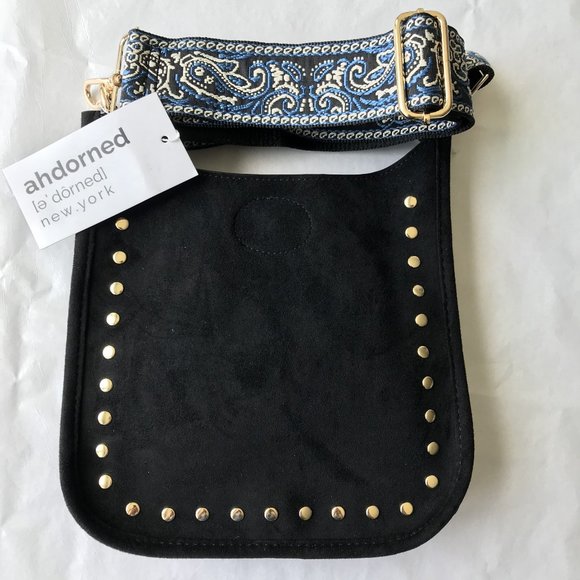 ahdorned Bags Ahdorned Messenger Crossbody Faux Suede Bag Black 9 W